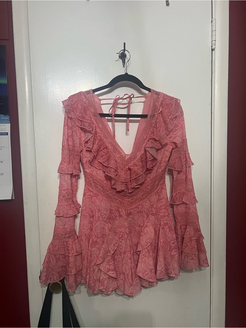 Sugar Thrillz Coral Lace Trim Dress
